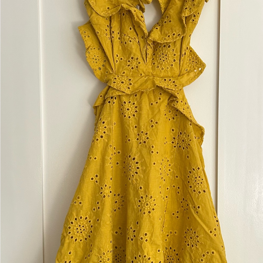 Astr the Label Yellow Eyelet Dress